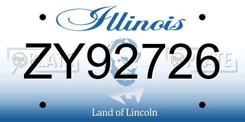 ZY92726 Illinois License Plate