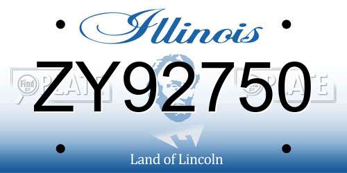 ZY92750 Illinois License Plate