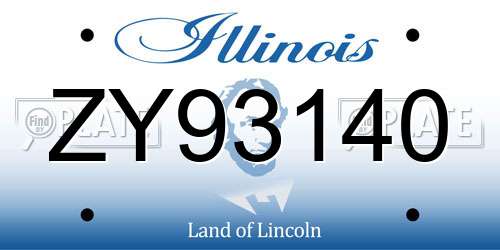 ZY93140 Illinois License Plate