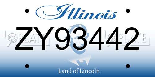ZY93442 Illinois License Plate