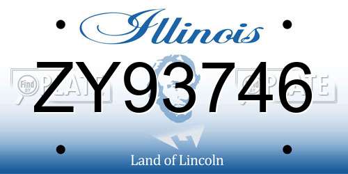 ZY93746 Illinois License Plate