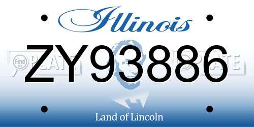 ZY93886 Illinois License Plate
