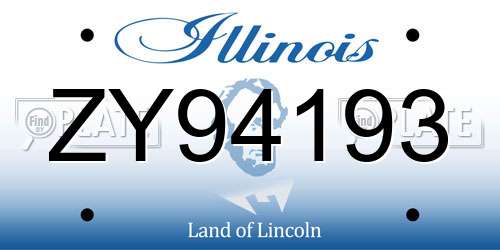 ZY94193 Illinois License Plate