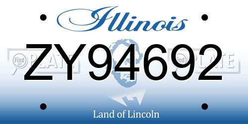 ZY94692 Illinois License Plate