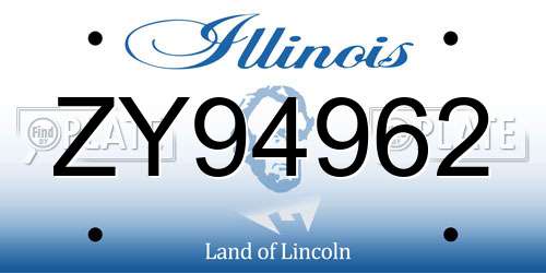 ZY94962 Illinois License Plate