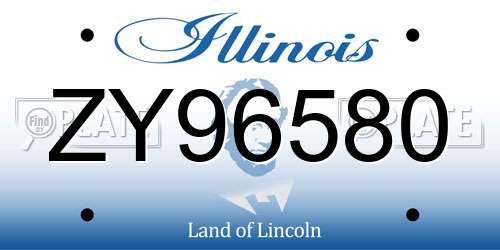 ZY96580 Illinois License Plate