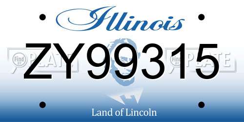 ZY99315 Illinois License Plate