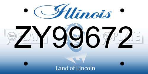 ZY99672 Illinois License Plate