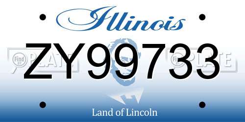 ZY99733 Illinois License Plate