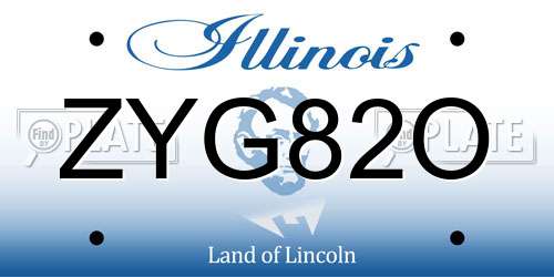 ZYG82O Illinois License Plate