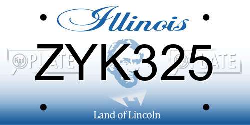 ZYK325 Illinois License Plate