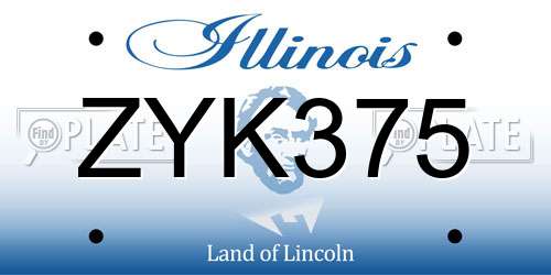 ZYK375 Illinois License Plate