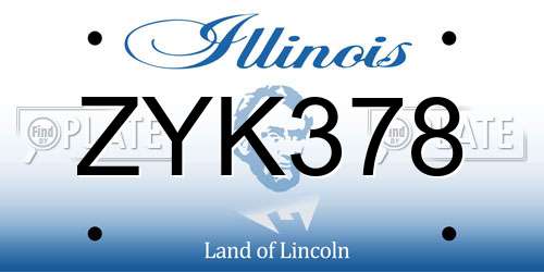 ZYK378 Illinois License Plate