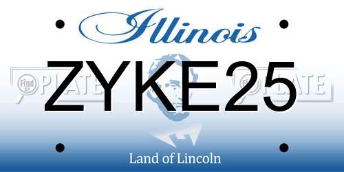 ZYKE25 Illinois License Plate