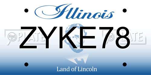 ZYKE78 Illinois License Plate