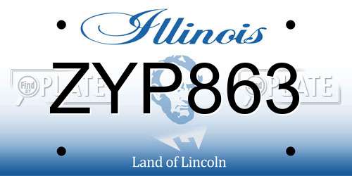 ZYP863 Illinois License Plate