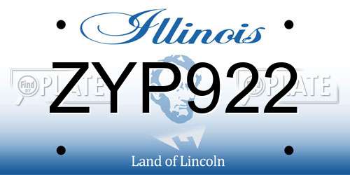 ZYP922 Illinois License Plate