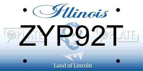 ZYP92T Illinois License Plate
