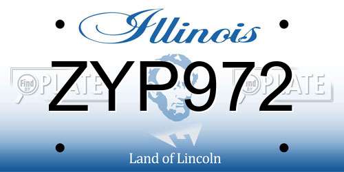 ZYP972 Illinois License Plate