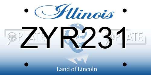 ZYR231 Illinois License Plate