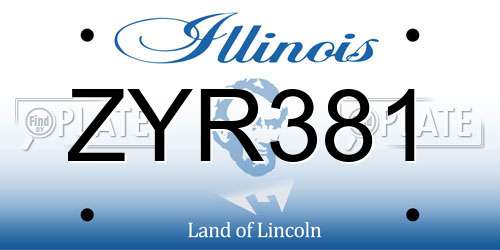 ZYR381 Illinois License Plate