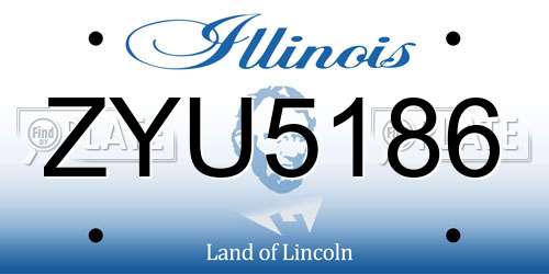 ZYU5186 Illinois License Plate