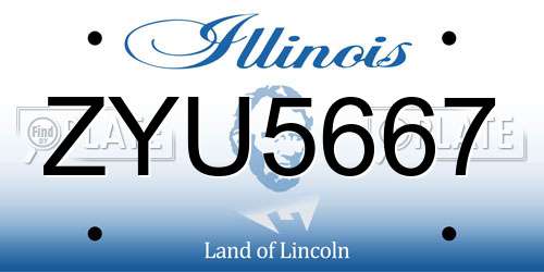 ZYU5667 Illinois License Plate