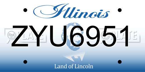 ZYU6951 Illinois License Plate