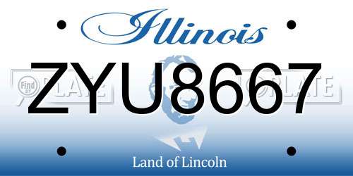 ZYU8667 Illinois License Plate