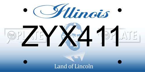 ZYX411 Illinois License Plate