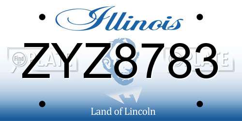 ZYZ8783 Illinois License Plate