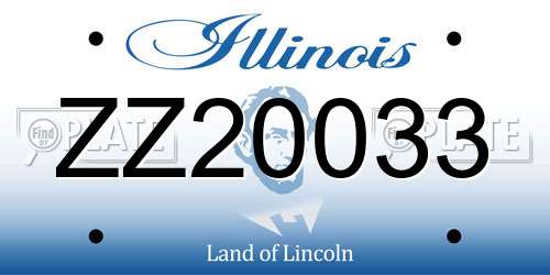 ZZ20033 Illinois License Plate