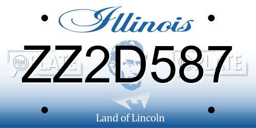 ZZ2D587 Illinois License Plate