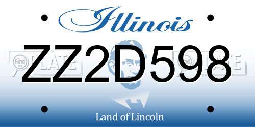ZZ2D598 Illinois License Plate