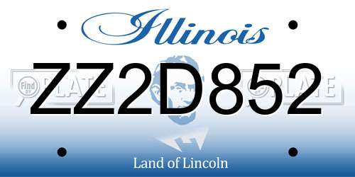 ZZ2D852 Illinois License Plate