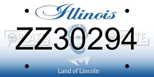 ZZ30294 Illinois License Plate