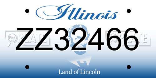 ZZ32466 Illinois License Plate