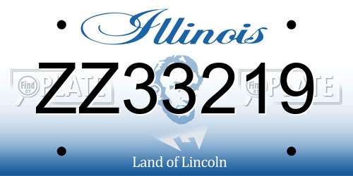 ZZ33219 Illinois License Plate