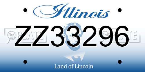 ZZ33296 Illinois License Plate