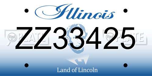 ZZ33425 Illinois License Plate