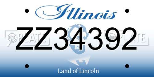ZZ34392 Illinois License Plate