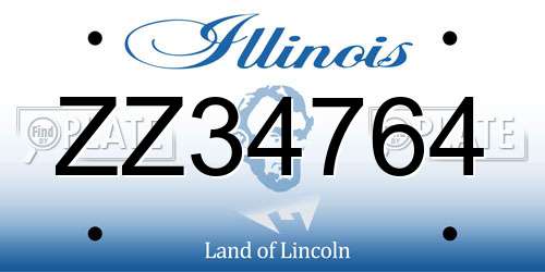 ZZ34764 Illinois License Plate