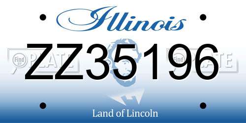 ZZ35196 Illinois License Plate