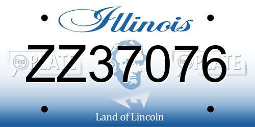 ZZ37076 Illinois License Plate