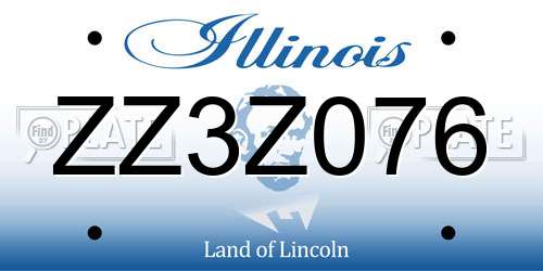 ZZ3Z076 Illinois License Plate