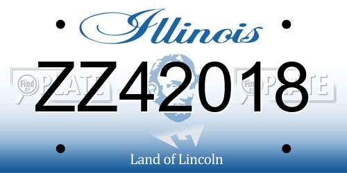 ZZ42018 Illinois License Plate