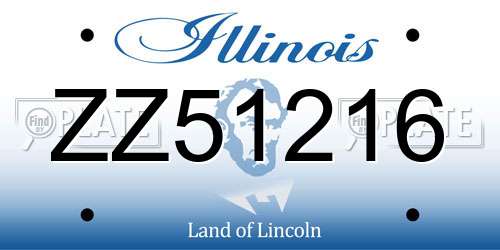 ZZ51216 Illinois License Plate
