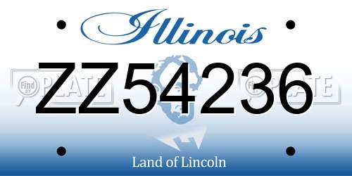 ZZ54236 Illinois License Plate