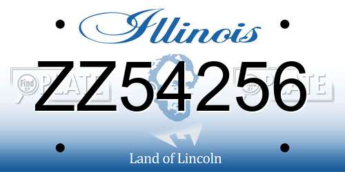ZZ54256 Illinois License Plate