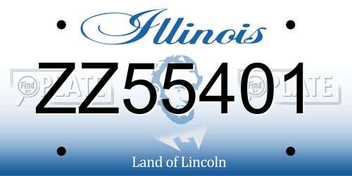 ZZ55401 Illinois License Plate